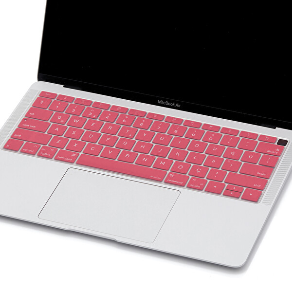 Pembe Laptop Macbook Air Klavye Koruyucu Us-tr Harf Baskılı A1932 Ile Uyumlu