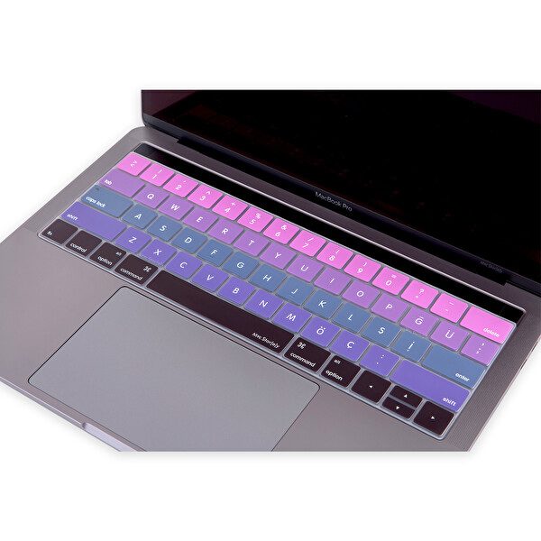 Pembe Mavi Macbook Pro Klavye Koruyucu Us-tr Baskı A1706 A1989 A2159 A1707 A1990 Uyumlu Ombre