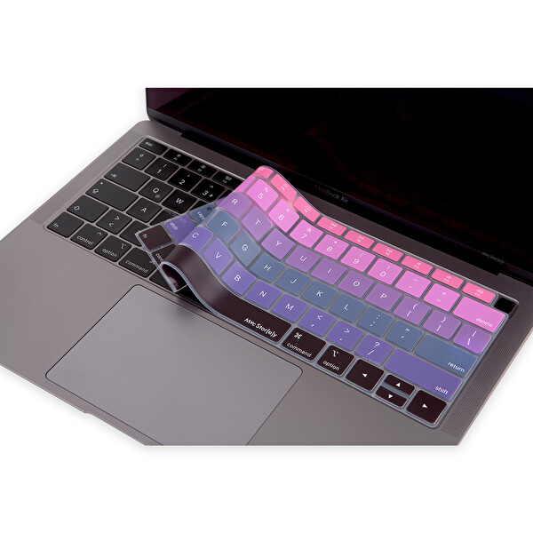 Pembe Mavi Laptop Macbook Air Klavye Koruyucu Usabd İngilizce Harf Baskılı A1932 Ile Uyumlu Ombre
