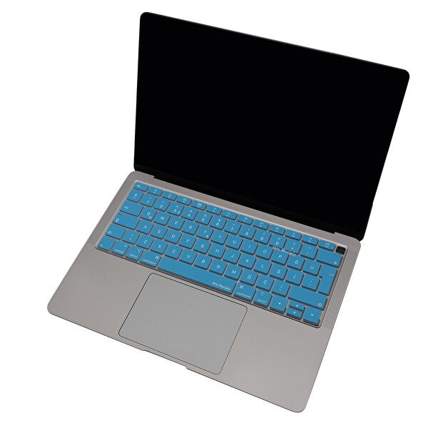 Açık Mavi Laptop Macbook Air Klavye Kılıfı Türkçe Q Harf Baskılı A1932 Ile Uyumlu