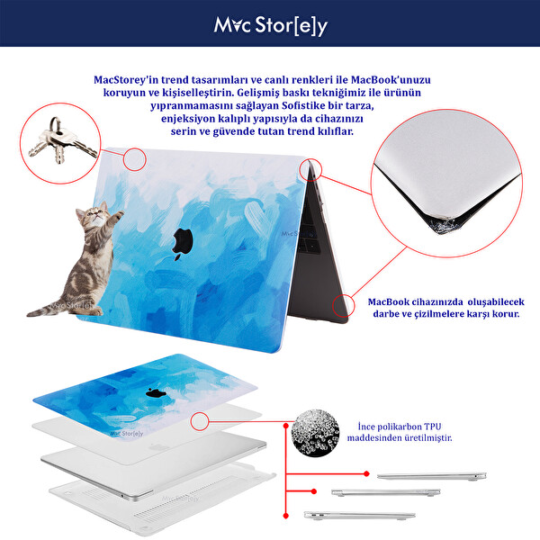 Mavi Macbook Air Kılıf 13 Inç A1369 A1466 Ile Uyumlu 2017 Yılı Öncesi Paint02