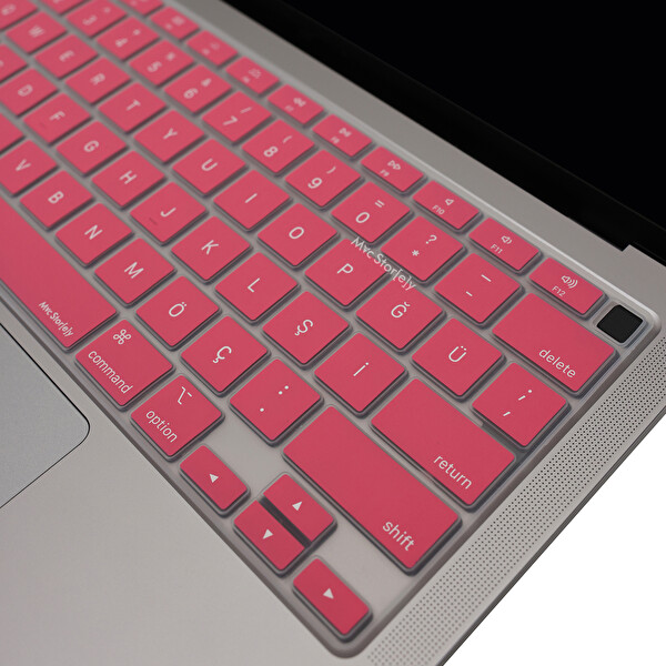 Pembe Macbook Air M1 Klavye Kılıfı Us-tr Baskı A2179 A2337 Ile Uyumlu