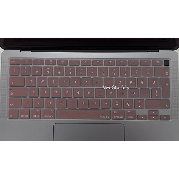 Pembe Altın Macbook Pro Air M1-M2-M3 Klavye Koruyucu (Türkçe Q) A2681 A3113 A2941 A3114 A2442 A2779 A2485 A2780 A2991 ile Uyumlu