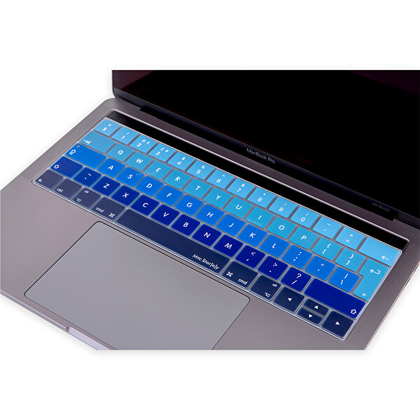 Lacivert Mavi Macbook Pro Klavye Koruyucu Uk(eu) İngilizce Baskı A1706 1989 2159 A1707 1990 Uyumlu Ombre
