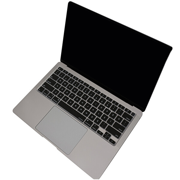 Siyah Macbook Air M1 Klavye Kılıfı Us-tr Baskı A2179 A2337 Ile Uyumlu