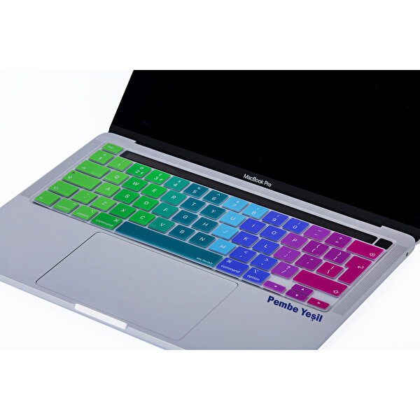 Pembe Yeşil Macbook Pro Klavye Kılıfı 13inç M1-m2 Uk(eu) İngilizce A2338 2289 2251 A2141 Uyumlu Dazzle