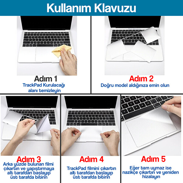 Gümüş Macbook Pro Sticker Touchpad Trackpad Koruyucu A1706 A1708 A1989 A2159 Ile Uyumlu