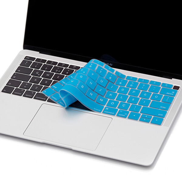 Açık Mavi Laptop Macbook Air Klavye Koruyucu Us-tr Harf Baskılı A1932 Ile Uyumlu