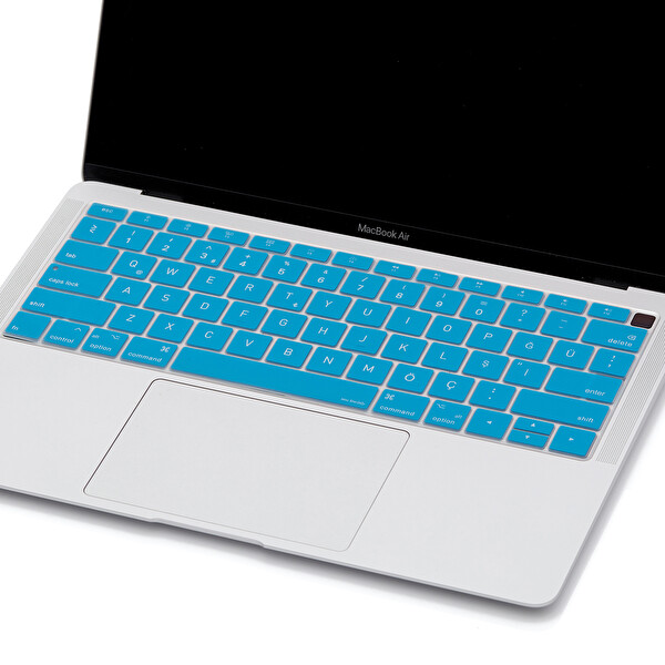 Açık Mavi Laptop Macbook Air Klavye Koruyucu Us-tr Harf Baskılı A1932 Ile Uyumlu