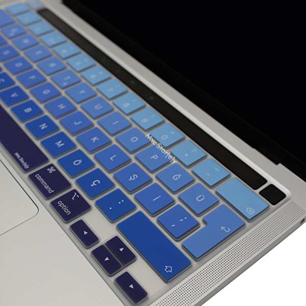 Lacivert Mavi Macbook Pro Klavye Kılıfı 13inç M1 m2 Türkçe Q Baskı A2338 2289 2251 A2141 Ile Uyumlu Ombre 3