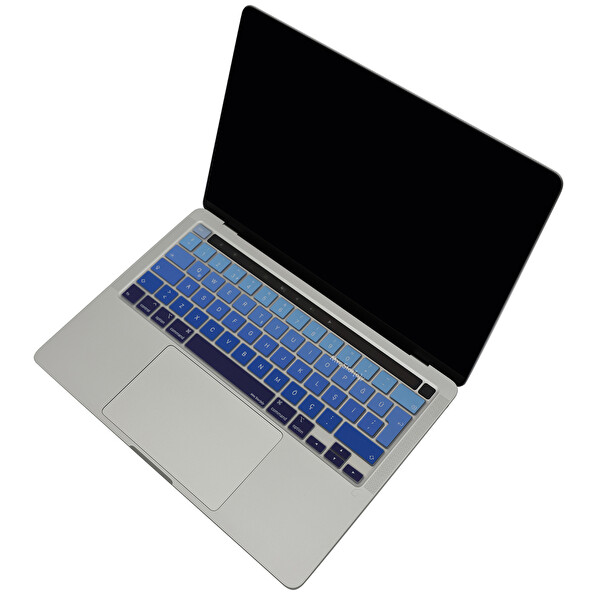 Lacivert Mavi Macbook Pro Klavye Kılıfı 13inç M1 m2 Türkçe Q Baskı A2338 2289 2251 A2141 Ile Uyumlu Ombre 4