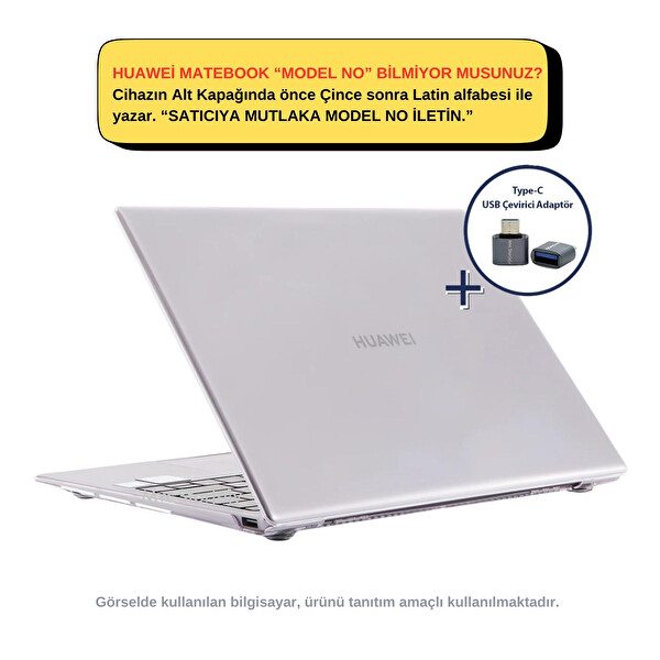 SyncCase Huawei Uyumlu Kılıf Matebook D14 Kılıf (2019-2020-2021-2022 Yılı) İle Parlak Kristal İz Yapmaz Şeffaf