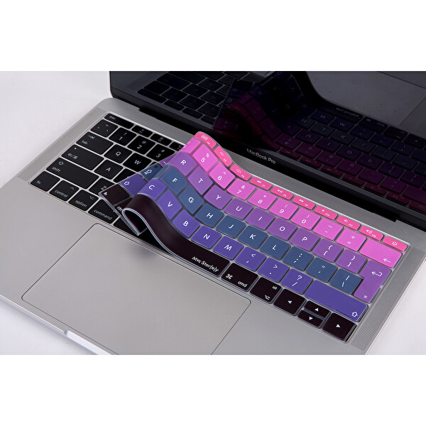 Pembe Mavi Laptop Macbook Pro Klavye Kılıf Ukeu İngilizce Baskılı A1534 A1708 Ile Uyumlu Ombre