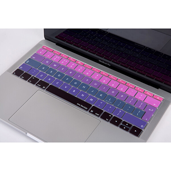 Pembe Mavi Laptop Macbook Pro Klavye Kılıf Ukeu İngilizce Baskılı A1534 A1708 Ile Uyumlu Ombre 2