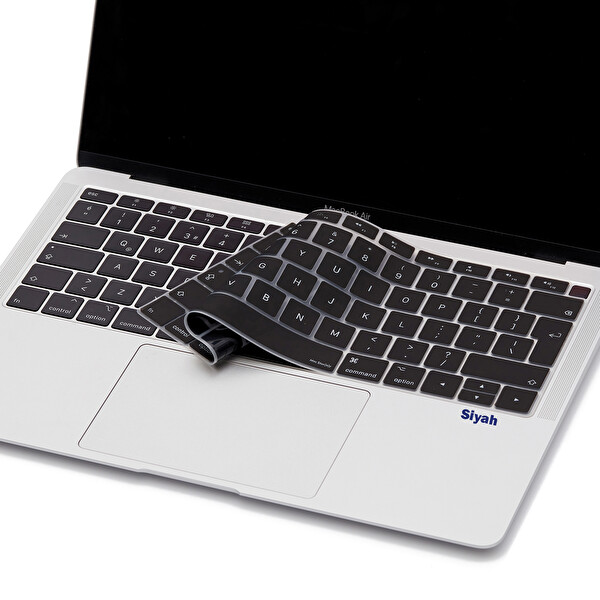 Siyah Macbook Air M1 Klavye Kılıfı Uk(eu) İngilizce Harf Baskı A2179 A2337 Ile Uyumlu
