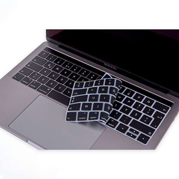Siyah Macbook Pro Klavye Kılıfı 13inç F türkçe Daktilotip A1706 1989 2159 A1707 1990 A2338 A2141