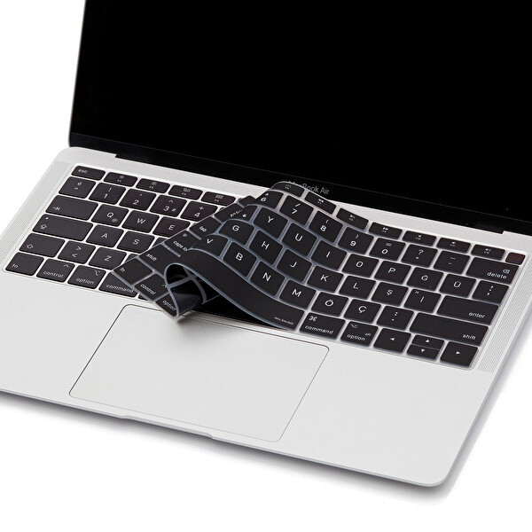 Siyah Laptop Macbook Air Klavye Koruyucu Us-tr Harf Baskılı A1932 Ile Uyumlu