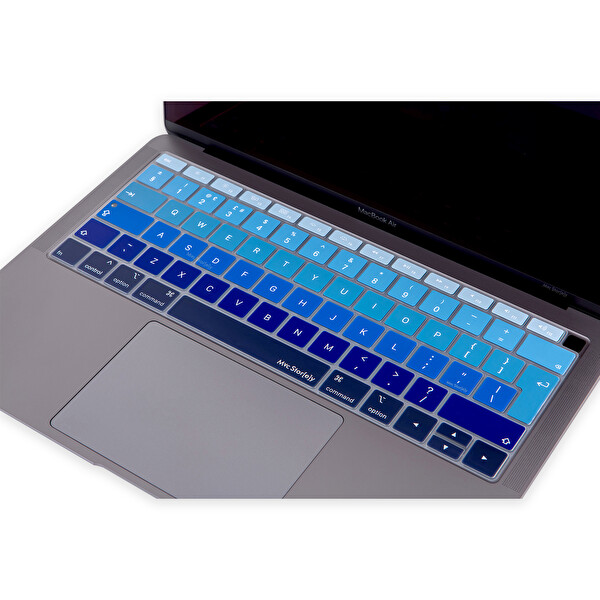 Lacivert Mavi Laptop Macbook Air Klavye Koruyucu Ukeu İngilizce Harf Baskılı A1932 Ile Uyumlu Ombre 2