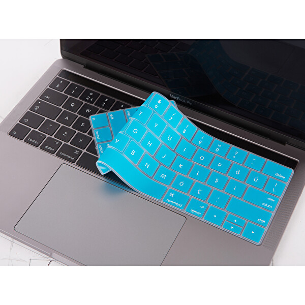 Açık Mavi Macbook Pro Klavye Koruyucu Us-tr Baskı A1706 A1989 A2159 A1707 A1990 Uyumlu