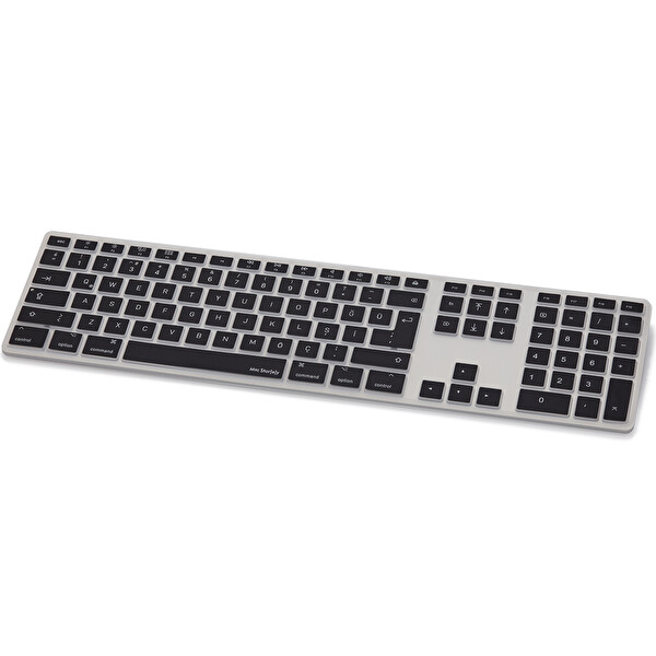 Siyah Apple Magic Keyboard Uyumlu Klavye Koruyucu A1243 Usb Kablolu Uk-us İngilizce-türkçe Baskı