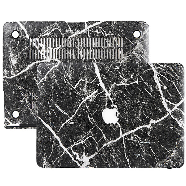 Siyah Macbook Air M1 Kılıf 13 Inç A1932 A2179 A2337 Ile Uyumlu F.marble