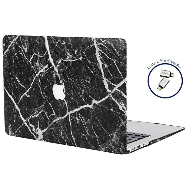 Siyah Macbook Air M1 Kılıf 13 Inç A1932 A2179 A2337 Ile Uyumlu F.marble