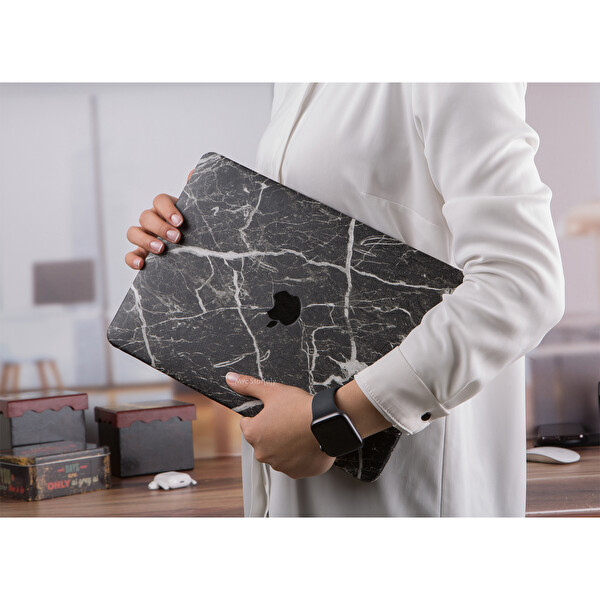 Siyah Macbook Air M1 Kılıf 13 Inç A1932 A2179 A2337 Ile Uyumlu F.marble