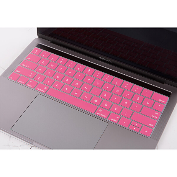 Açık Pembe Macbook Pro Klavye Koruyucu Us tr Baskı A1706 A1989 A2159 A1707 A1990 Uyumlu 2