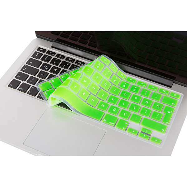 Yeşil Klavye Kılıfı Macbook Klavye Koruyucu Air Pro Türkçe Q (eski Usb'li Model 2008/2017) Uyumlu