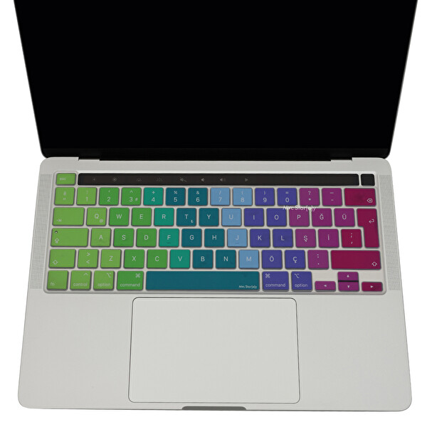 Pembe Yeşil Macbook Pro Klavye Kılıfı 13inç M1-m2 Türkçe Q Baskı A2338 2289 2251 A2141 Ile Uyumlu