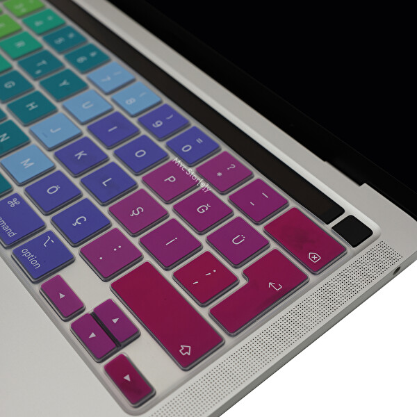 Pembe Yeşil Macbook Pro Klavye Kılıfı 13inç M1-m2 Türkçe Q Baskı A2338 2289 2251 A2141 Ile Uyumlu