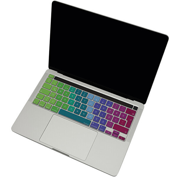 Pembe Yeşil Macbook Pro Klavye Kılıfı 13inç M1-m2 Türkçe Q Baskı A2338 2289 2251 A2141 Ile Uyumlu