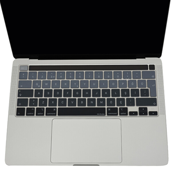 Siyah Gri Macbook Pro Klavye Kılıfı 13inç M1-m2 Türkçe Q Baskı A2338 2289 2251 A2141 Ile Uyumlu Ombre