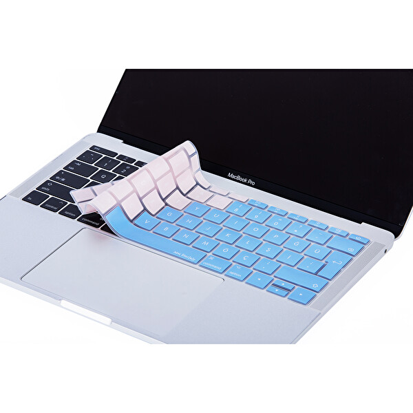 Mavi Pembe Laptop Macbook Pro Klavye Kılıf Türkçe Q Baskılı A1534 A1708 Ile Uyumlu R.powder