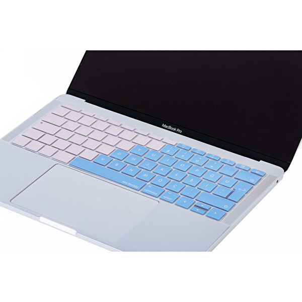 Mavi Pembe Laptop Macbook Pro Klavye Kılıf Türkçe Q Baskılı A1534 A1708 Ile Uyumlu R.powder