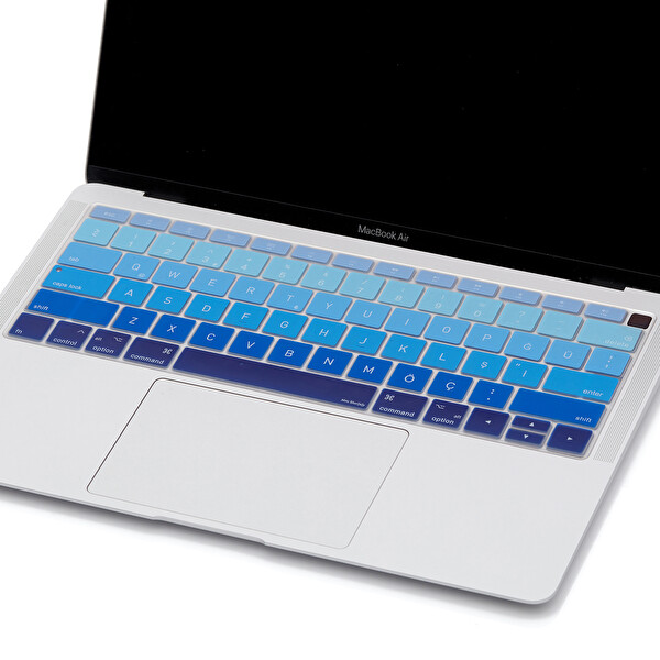 Lacivert Mavi Laptop Macbook Air Klavye Koruyucu Us-tr Harf Baskılı A1932 Ile Uyumlu Ombre