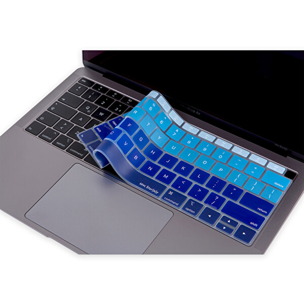 Lacivert Mavi Laptop Macbook Air Klavye Koruyucu Us(abd) İngilizce Harf Baskılı A1932 Ile Uyumlu Ombre