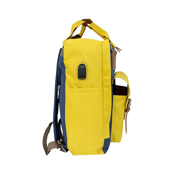 Biggdesign Cats USB Girişli Sarı Laptop Sırt Çantası