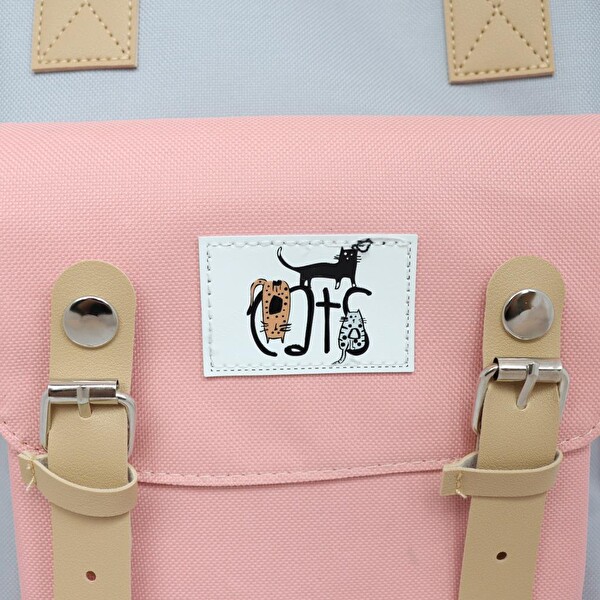 Biggdesign Cats USB Girişli Pembe Laptop Sırt Çantası