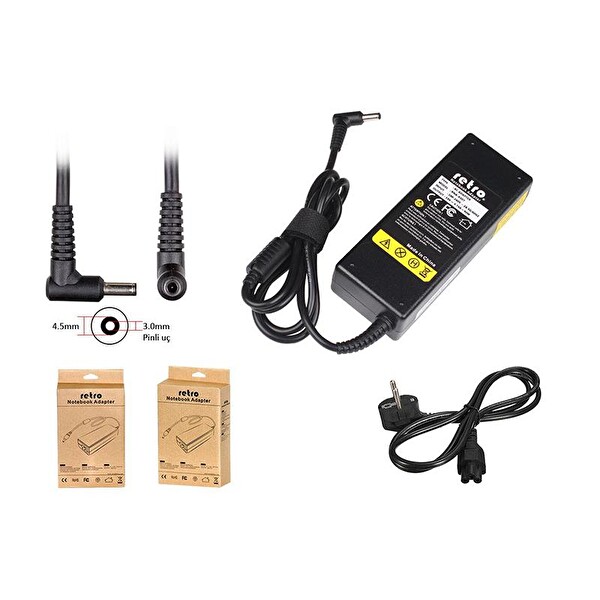 Retro Notebook Adaptör 19V 4.74A 90W Pinli Uç (4.5 x 3.0) Asus