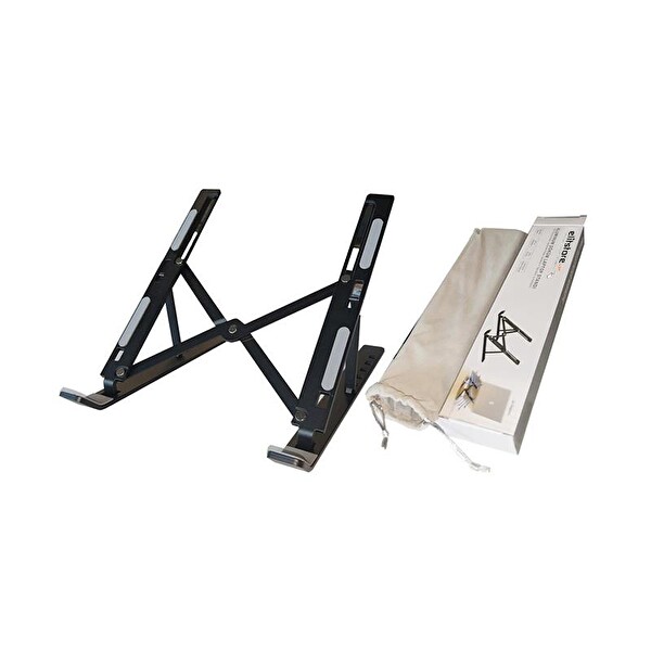 Elitstore Taşınabilir Katlanır Alüminyum Siyah Notebook Standı - Kılıf