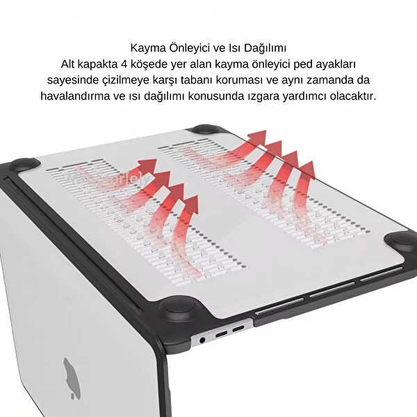 Macbook Air 13.6 inç M2-M3, TPU Outdoor (TouchID'li Air M2-M3) A2681 A3113 ile Uyumlu Şeffaf