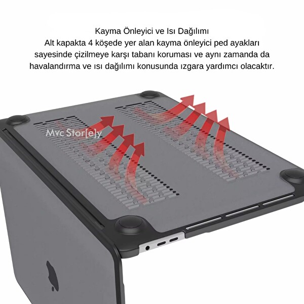 Macbook Air Kılıf 15.3 inç M2-M3, TPU Outdoor (TouchID'li Air M2-M3) A2941 A3114 ile Uyumlu Siyah