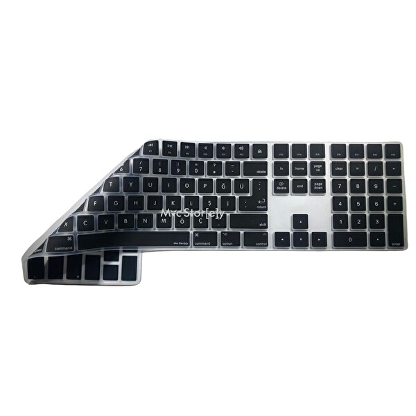 Siyah Klavye Koruyucu Apple Magic Keyboard-2 A1843 With Numeric (UK-US Türkçe) ile Uyumlu