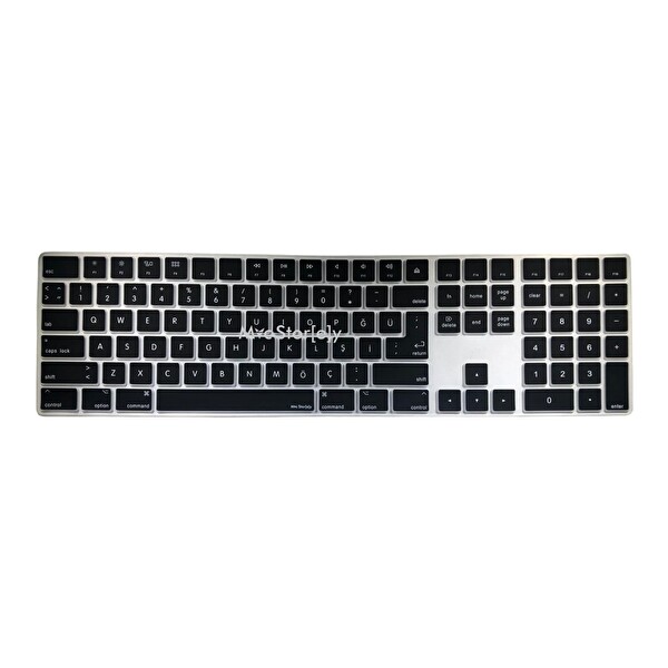Siyah Klavye Koruyucu Apple Magic Keyboard-2 A1843 With Numeric (UK-US Türkçe) ile Uyumlu
