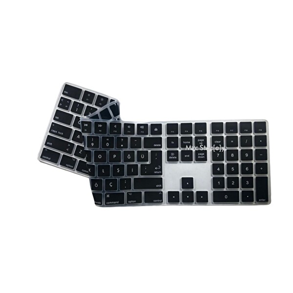 Siyah Klavye Koruyucu Apple Magic Keyboard-2 A1843 With Numeric (UK-US Türkçe) ile Uyumlu