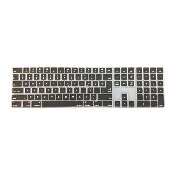 Siyah Klavye Koruyucu Apple Magic Keyboard-2 A1843 With Numeric (UK-US Türkçe) ile Uyumlu