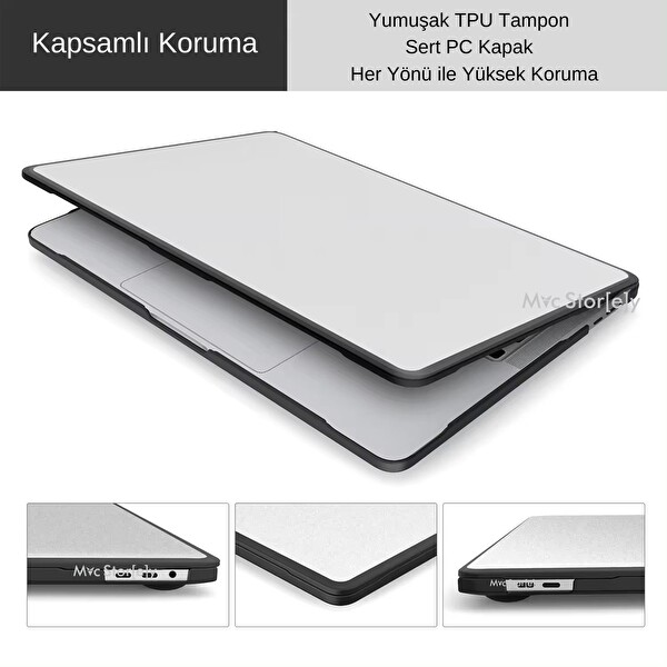 Macbook Air M1 Kılıf 13inç TPU Outdoor (TouchID'li M1 Air) A2337 A2179 A1932 ile Uyumlu Şeffaf