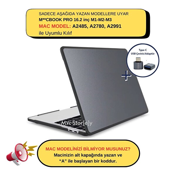 Macbook Pro 16.2 inç M1-M2-M3, TPU Outdoor (Touchbarsız 16.2