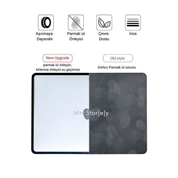 Macbook Air 13.6 inç M2-M3, TPU Outdoor (TouchID'li Air M2-M3) A2681 A3113 ile Uyumlu Siyah